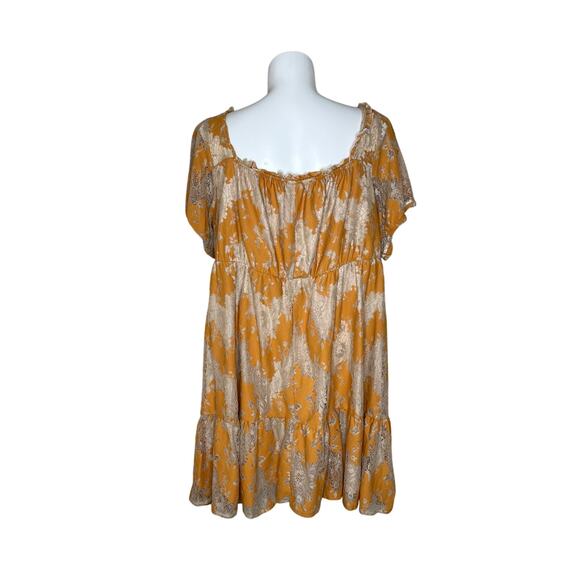 TORRID Mini Two Tone Lace Tiered Baby Doll Dress Smoke Gray/Mustard Size 5X - Picture 3 of 12